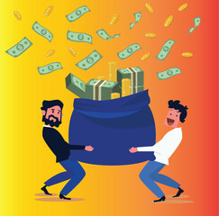 illustration of a man holding a bag full of money
