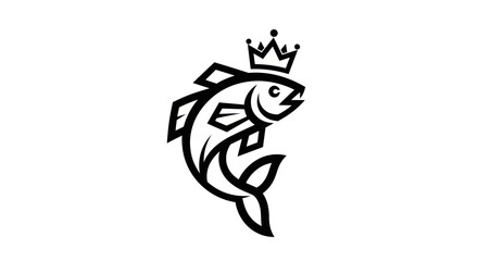 Fish icon with crown logo design