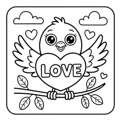 Naklejka premium Cute owl holding love heart with wings in flat design vector illustration