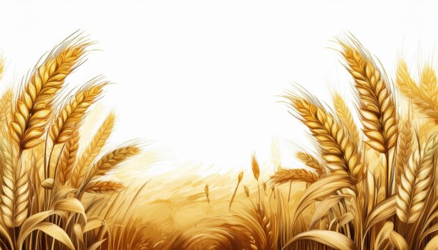 a wheat field border isolated on white background generative ai