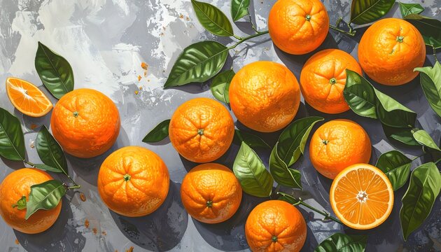 Mandarinas frescas con hojas verdes sobre fondo claro como composici&oacute;n natural y saludable