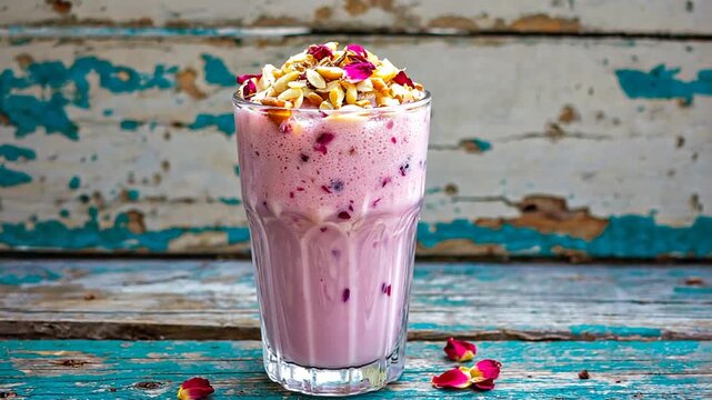 gulab shake rose falooda indian drink video