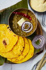 Sarson ka saag with makki ki roti | Mustard leaves curry with cornmeal roti