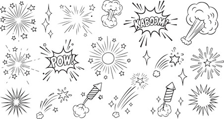 Comic Sound Effects Speech Bubbles Set with Boom, Bang, Wow, Zap and Pop Art Explosion Text © CreatAr8
