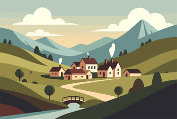 Colorful Spring Village