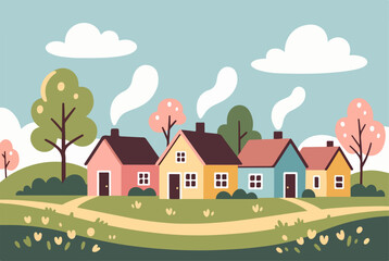 Peaceful Village in Spring