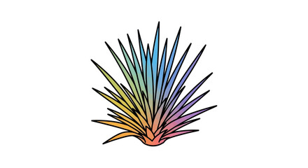Naklejka premium Vibrant rainbow colored succulent plant illustration featuring a bold gradient of hues on a clean