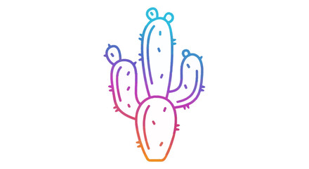 Obraz premium Vibrant gradient line art cactus icon on a white background modern desert plant illustration