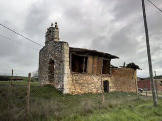 Ruins of San Roque Hermitage in Dehesa de Romanos, Palencia