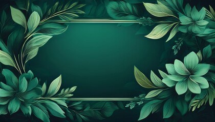dark green floral frame creating negative space background