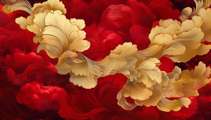 red gold cloud peony pattern