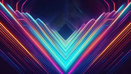 ai generated ai generative abstract geometric lines neon glow future space decoration background graphics graphic art