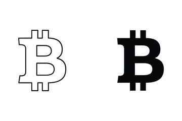 Obraz premium Bitcoin logo outline and filled vector illustration