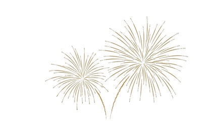 Obraz premium Two Golden Fireworks Bursts, Isolated PNG Cutouts