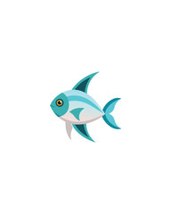 Obraz premium A colorful blue fish swimming in a minimalist vector illustration