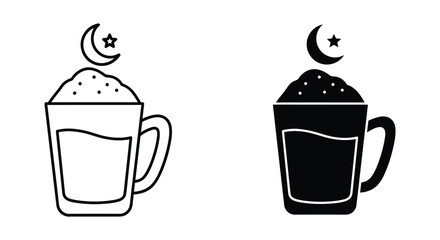 Ramadan Coffee Cup Illustration with Moon and Star Symbol