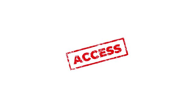 Access square rubber seal stamp zooming in rectangle frame icon.Rubber, seal, red, vintage effect, textured, for video content and web design.