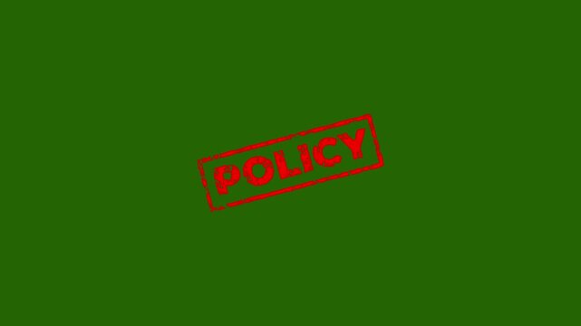 Policy square rubber seal stamp zooming in rectangle frame icon.Rubber, seal, red, vintage effect, textured, for video content and web design.