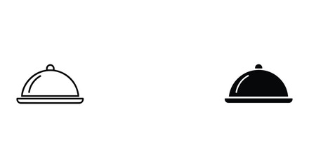 Fototapeta premium Simple black and white cloche or serving dish icons on white background