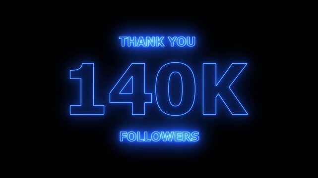Thank you 120K followers. 120,000 followers realistic neon sign on the black background animation. confetti party effects, social media milestone motion graphics animation.