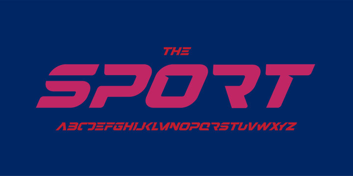 Dynamic sport alphabet with edgy cutout. Bold minimalistic angled font for racing logo, fast action, competitive race. Modern typographic design. Vector typeface