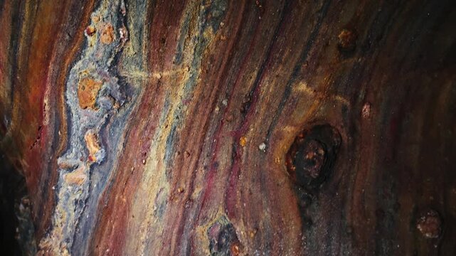 Rainbow Cave on Hormuz Island, Iran, showcasing naturally colorful rock formations and mineral layers. Unique geological landscape, natural wonder, travel destination, earth textures, vibrant colors, 