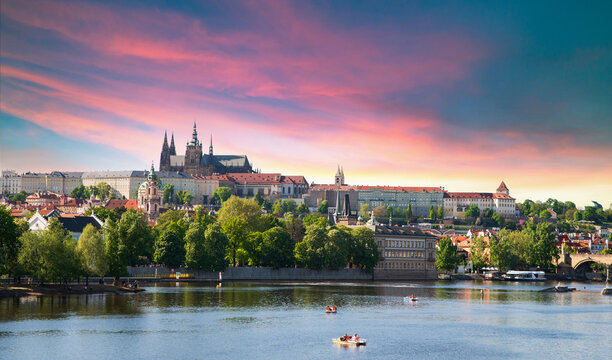 Prague, View to Lavka from Strelecky island . High quality photo