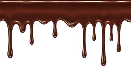 Thick Chocolate Syrup Dripping Down Black Background