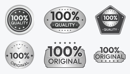 Obraz premium Premium silver 100 percent quality and original product badges set