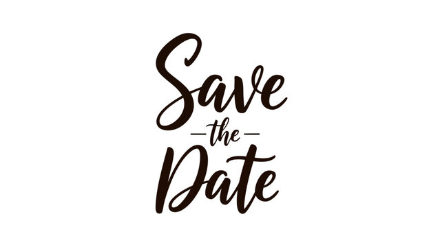 Elegant Save the Date Calligraphy Illustration for Wedding Invitations and Announcements
