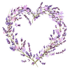 heart shape lavender wreath floral illustration