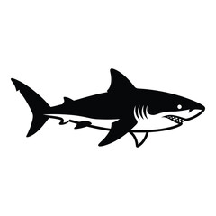 Obraz premium Black and white shark silhouette side view