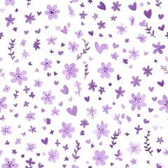 scattered purple wildflower pattern with playful watercolor touch