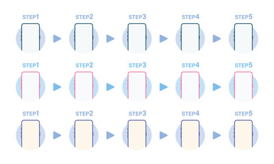スマートフォン操作のステップを示すフロー図テンプレート