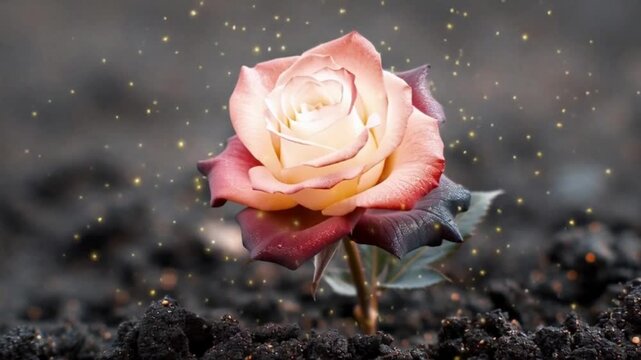 Magische Metamorphose der Rose &ndash; Vom schwarzen Keim zur wei&szlig;en Bl&uuml;te mit Goldfunken