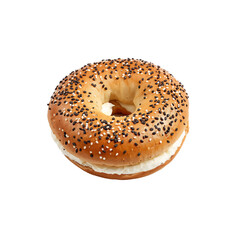 Freshly Baked Bagel With Sesame and Poppy Seeds on a White Background