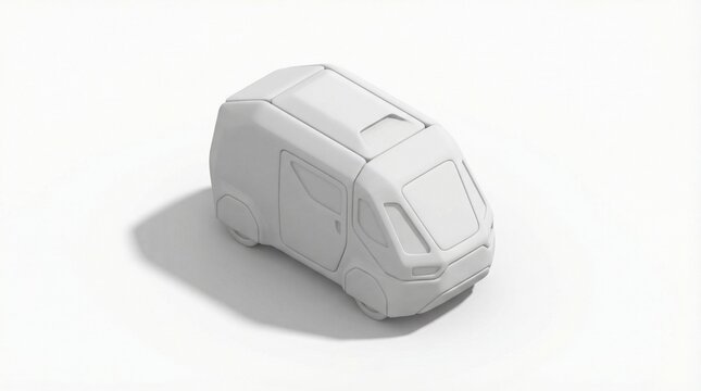 Minimal white delivery van concept isolated on clean background
