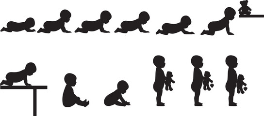 Stages of Development Milestones of a Baby's Growth from Crawling to Standing