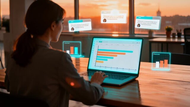 An Office Scene With Researcher Testing User Interfaces At Sunset