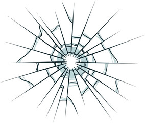 Obraz premium Shattered A Vector Illustration of a Bullet Hole in Glass