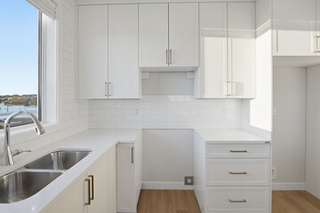 Kitchen with white cabinets and a sink