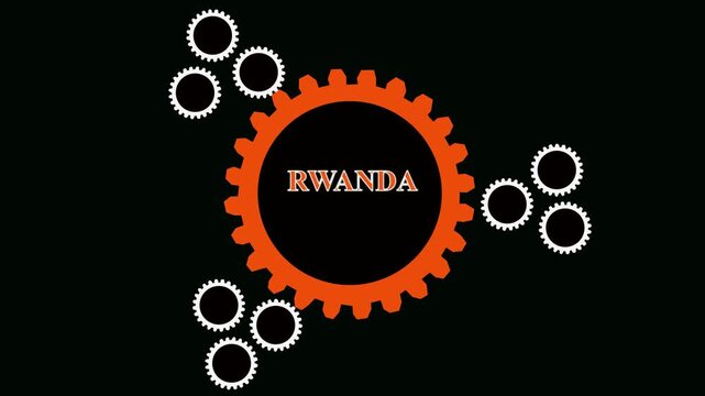  Map of Rwanda in red and white outline with boundary line animation alpha channel or transparent