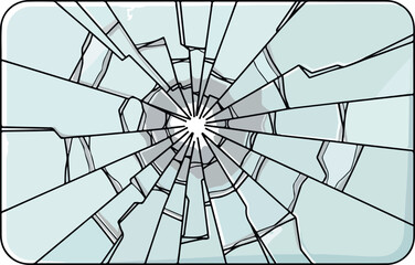 Obraz premium Cracked Glass Broken Shattered Pane Illustration