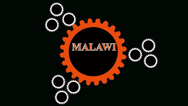 Zoom from Earth to Malawi. (Country Flag) World map animation with highlighted country borders. Satellite world map animation highlights aerial views, tourism, and travel.