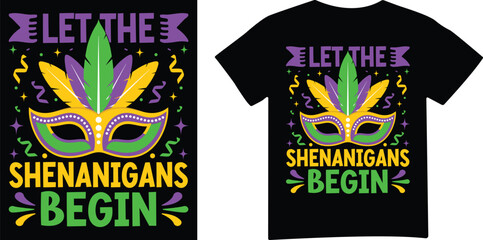 Mardi gras mask with feathers and beads