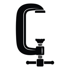 Black and white line of a C clamp tool front view line C clamp mechanical desig © Fahim