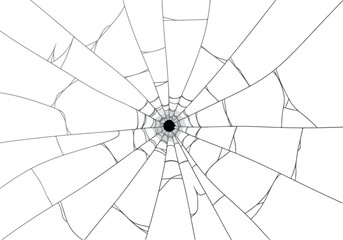 Obraz premium Shattered Glass Effect A Detailed Look at Cracks Radiating from a Central Point