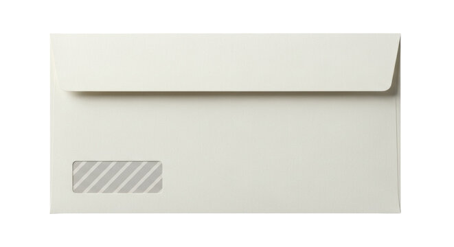 Blank ivory envelope with window isolated PNG, business correspondence stationery for mailing and sending documents on transparent background