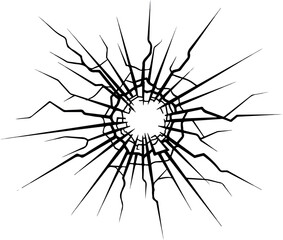 Fototapeta premium Cracked Glass Shattered Surface with Radial Fractures