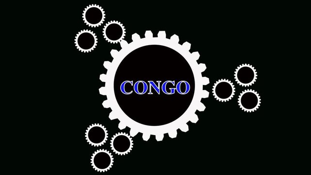 Retro map of Democratic Republic of Congo in Africa.